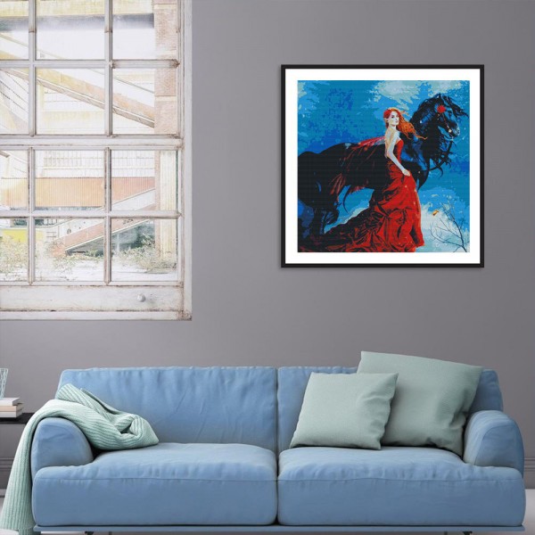 11ct cross stitch | Woman and horse（30x30cm） Painting By Numbers UK