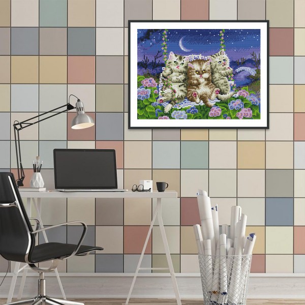11ct Full cross stitch | Cat（30x40cm） Painting By Numbers UK