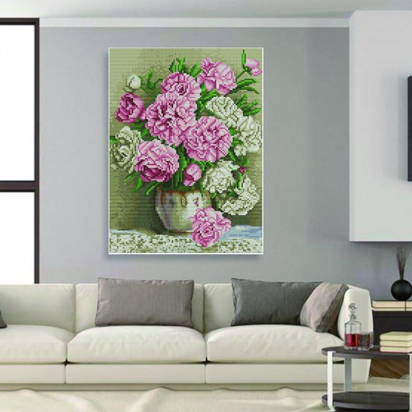 11ct Full cross stitch | Carnation（30x40cm） Painting By Numbers UK