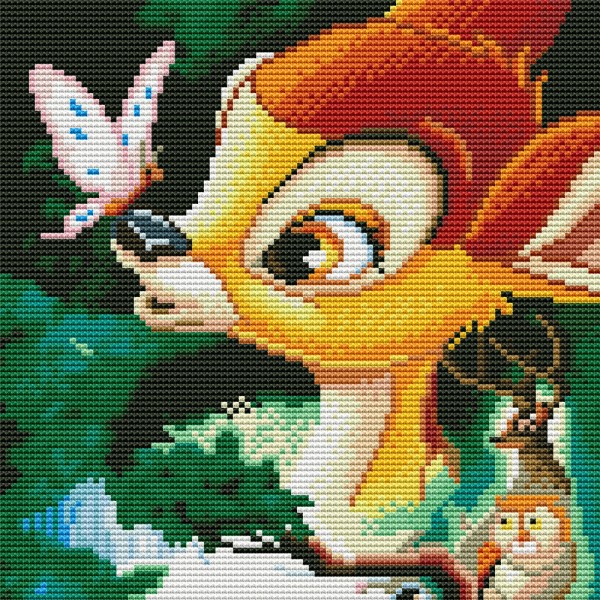 11ct cross stitch | Deer and butterfly（30x30cm） Painting By Numbers UK