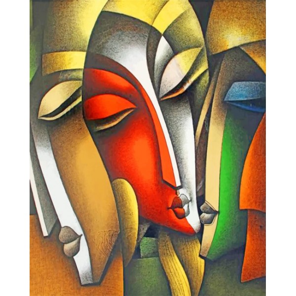 Artistic Abstract Faces (40X50cm) Painting By Numbers UK