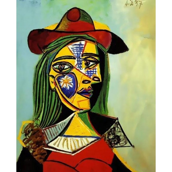 Woman in Hat and Fur Collar Pablo Picasso (40X50cm) Painting By Numbers UK