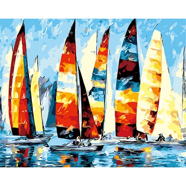 Colorful sailboat Painting By Numbers UK