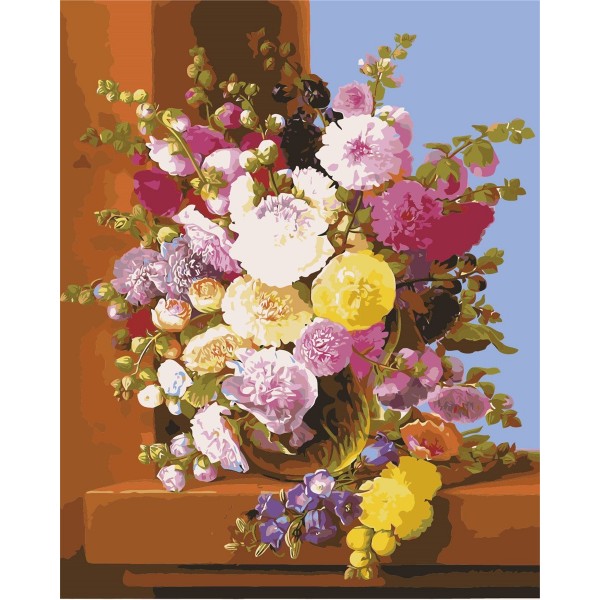 Colorful flowers in a vase Painting By Numbers UK
