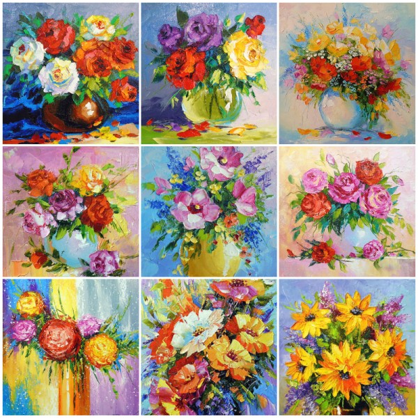 A Bouquet of Flowers - Paint by Numbers - 40x50cm Painting By Numbers UK