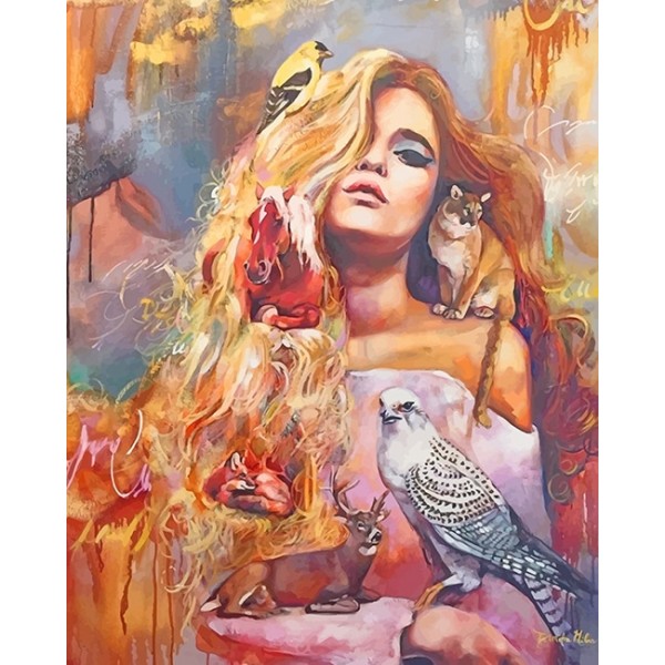 Animals Lover Blonde Girl   (40X50cm) Painting By Numbers UK