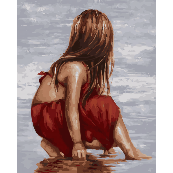 Girl in red dress (40X50cm) Painting By Numbers UK