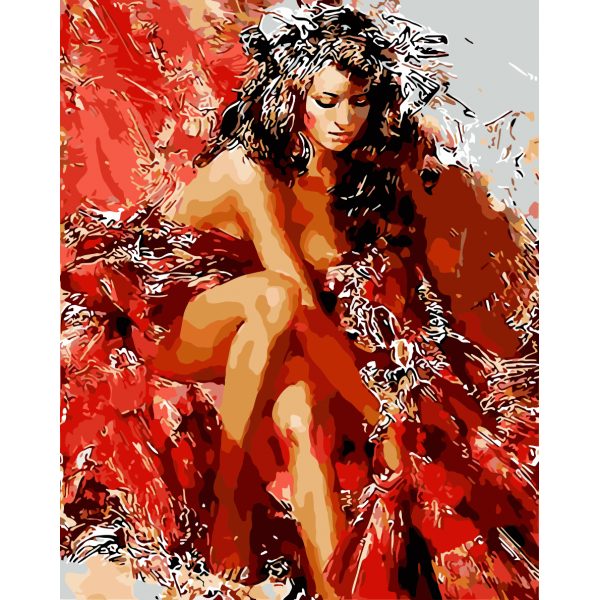 Woman in red dress (40X50cm) Painting By Numbers UK
