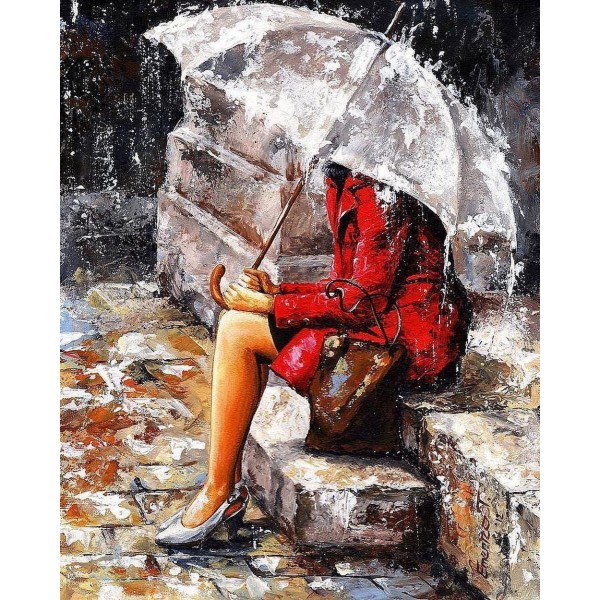 Woman in red dress (40X50cm) Painting By Numbers UK