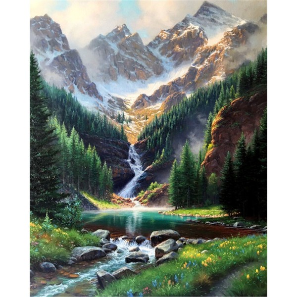 Wonderful mountain forest Painting By Numbers UK