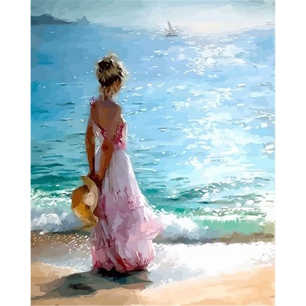 Lady looking at the sea Painting By Numbers UK