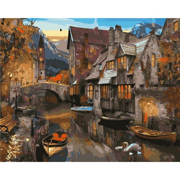 Town Scenery Painting By Numbers UK