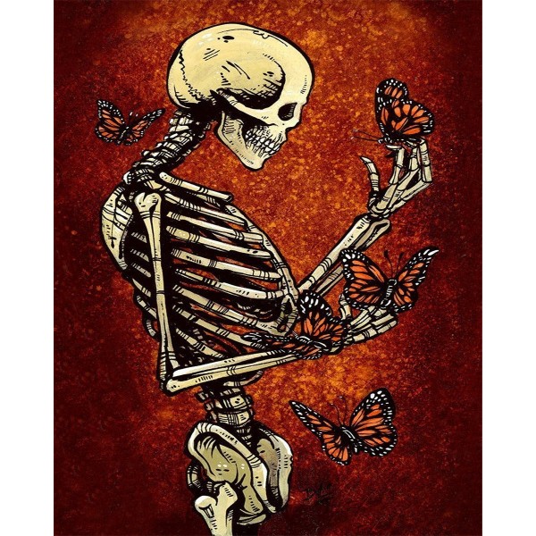 Human skeleton and butterfly Painting By Numbers UK