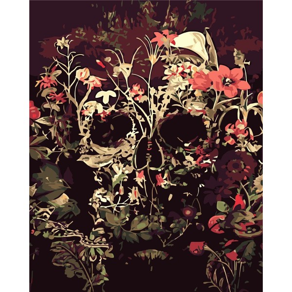 Halloween skull with flowers Painting By Numbers UK