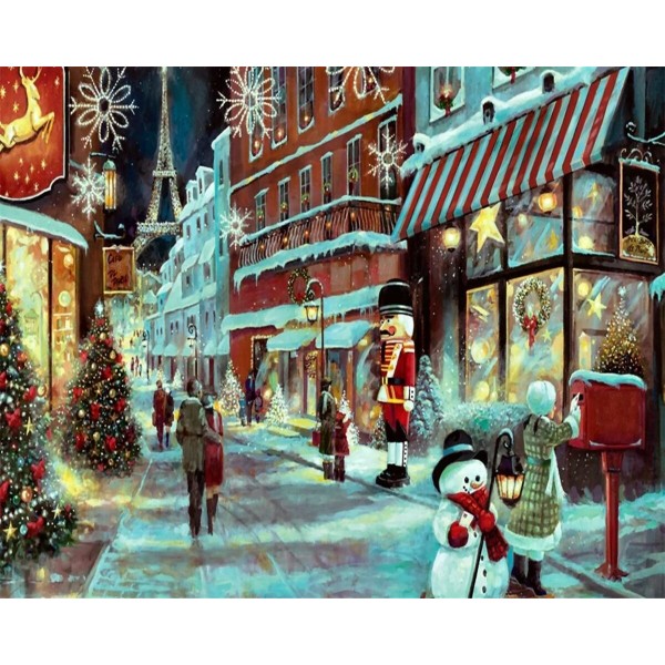 Christmas romantic street Painting By Numbers UK