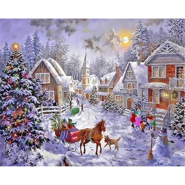 Christmas snow scene Painting By Numbers UK