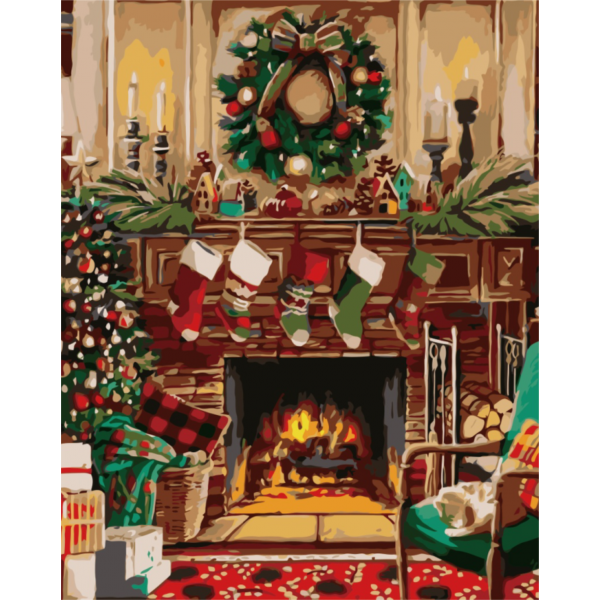 The stove of the Christmas house Painting By Numbers UK