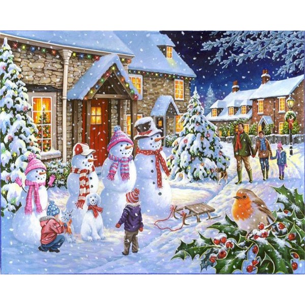 Christmas snow scene Painting By Numbers UK