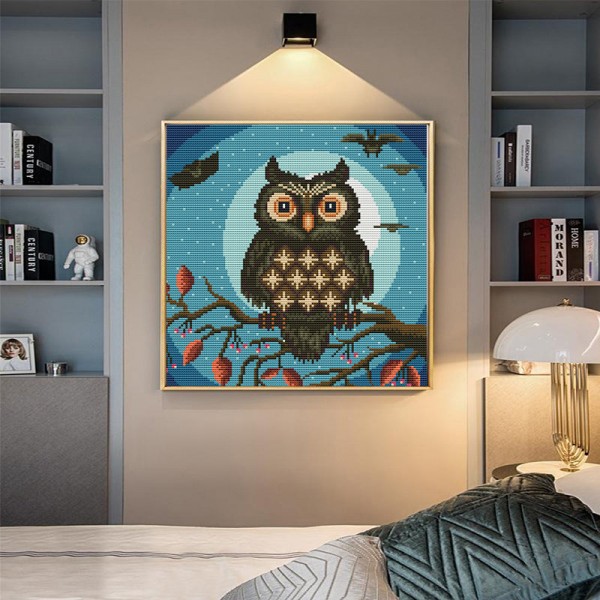 11ct Full cross stitch | Owl（36x36cm） Painting By Numbers UK