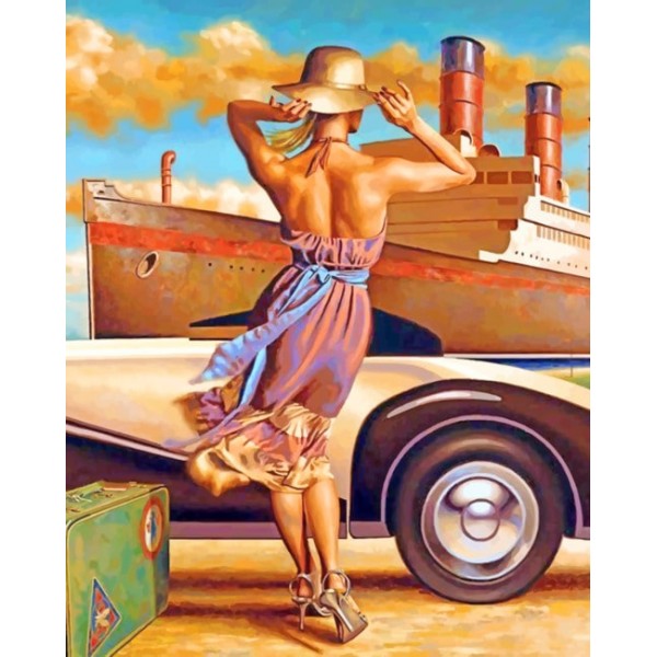 Classy Traveler Woman (40X50cm) Painting By Numbers UK