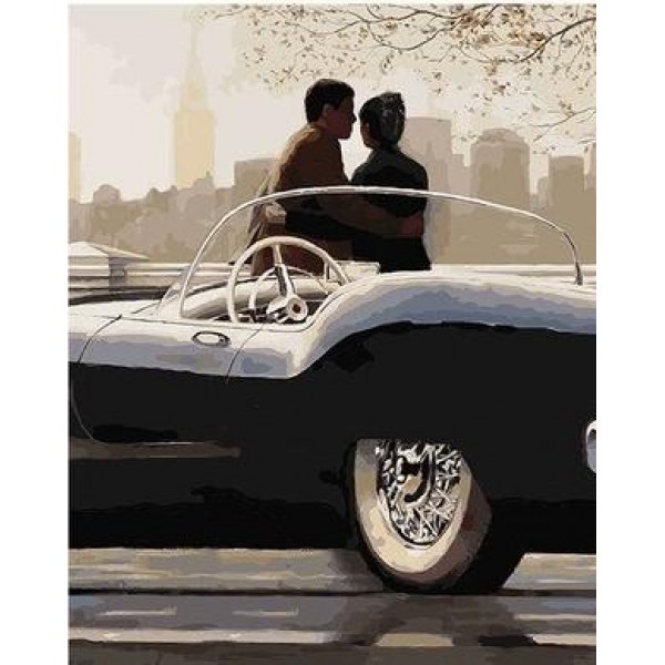 Lovers In Classic Car  (40X50cm) Painting By Numbers UK