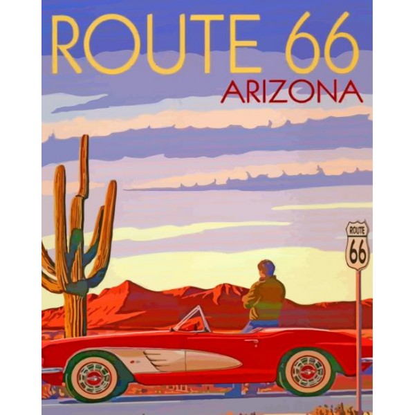 Route 66 Poster  (40X50cm) Painting By Numbers UK