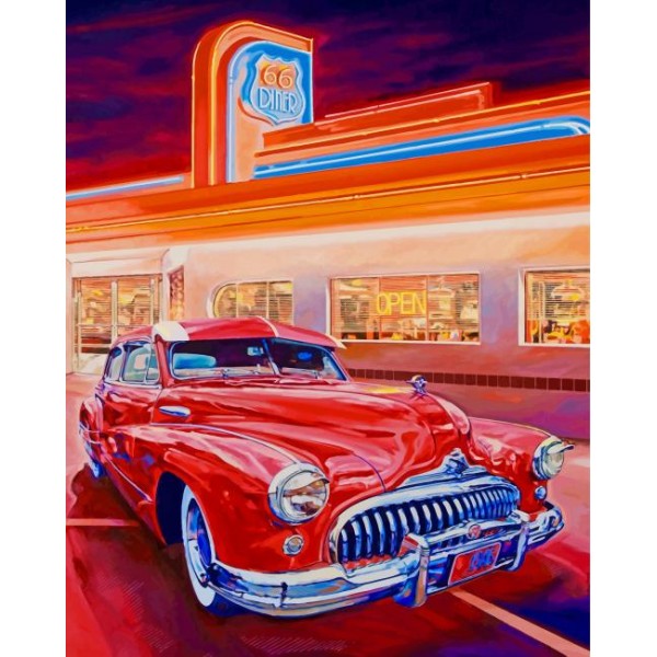 Red American Muscle Car (40X50cm) Painting By Numbers UK
