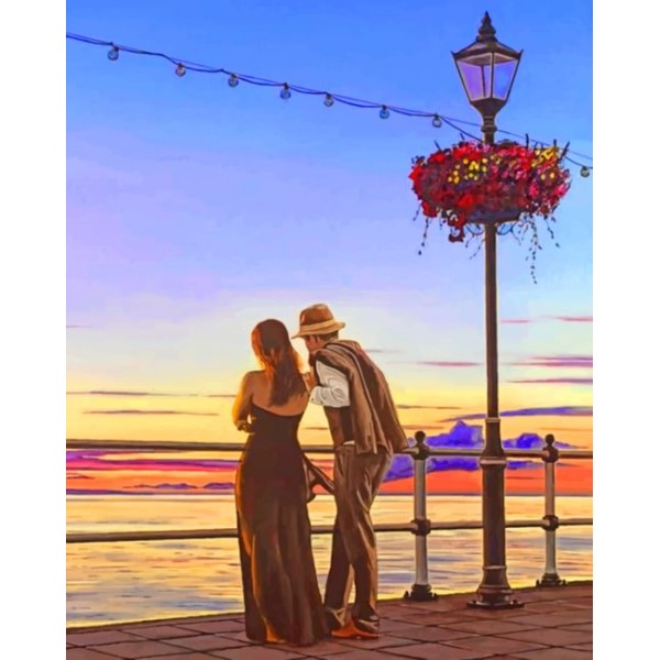 Couple Contemplating The Sea (40X50cm) Painting By Numbers UK