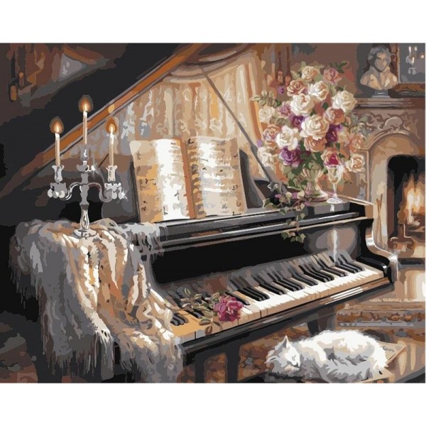 Europe Piano Hand painted Oil Painting  (40X50cm) Painting By Numbers UK