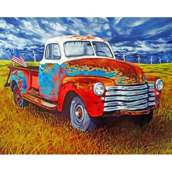 Red Rocks And Truck   (40X50cm) Painting By Numbers UK