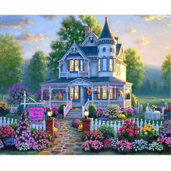 11ct Full cross stitch | Garden Villas（30x40cm） Painting By Numbers UK