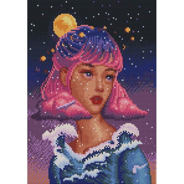 11ct Full cross stitch | girl（30x40cm） Painting By Numbers UK