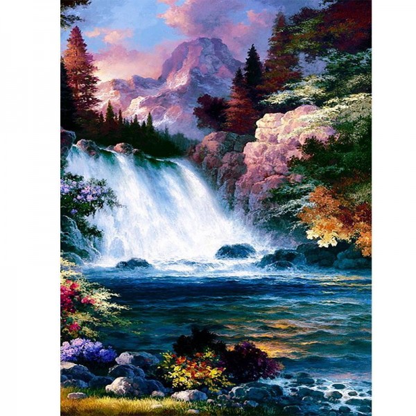 11ct Full cross stitch | waterfall（30x40cm） Painting By Numbers UK