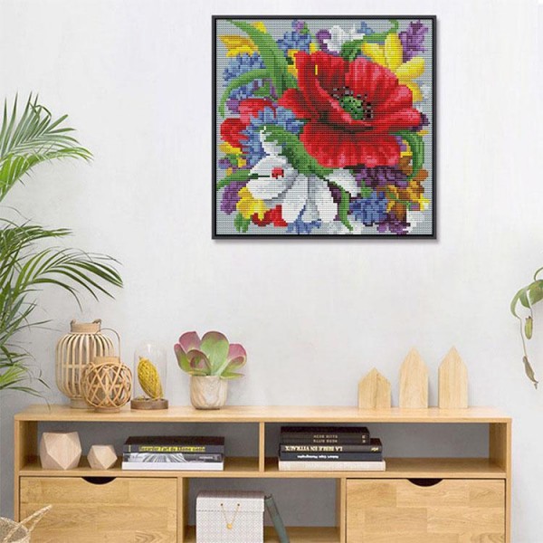 11ct Full cross stitch | Flower（30x30cm） Painting By Numbers UK