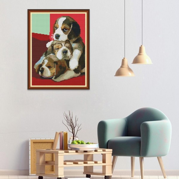 11ct Full cross stitch | Dog（30x40cm） Painting By Numbers UK