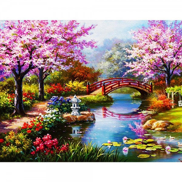 11ct Full cross stitch | garden（30x40cm） Painting By Numbers UK