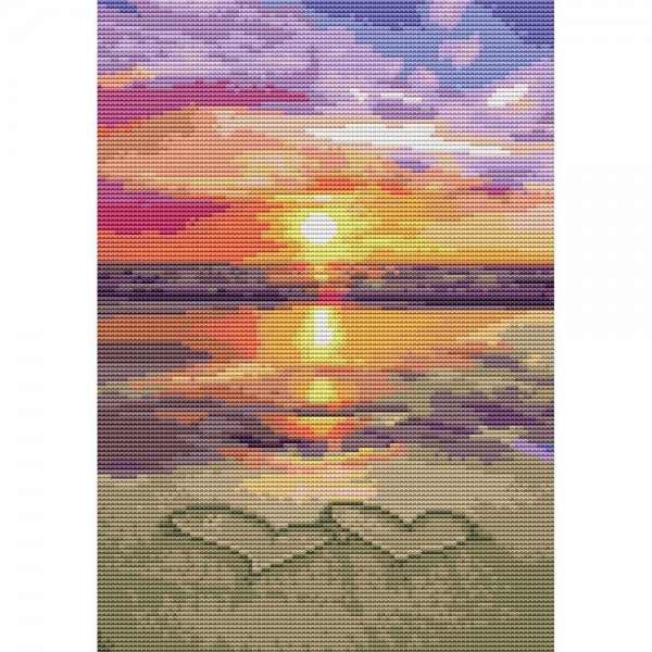 14ct Full cross stitch | Beach love（30x40cm） Painting By Numbers UK