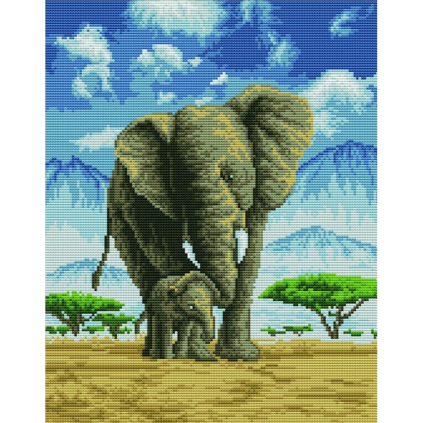 14ct Full cross stitch | Elephant（45x35cm） Painting By Numbers UK