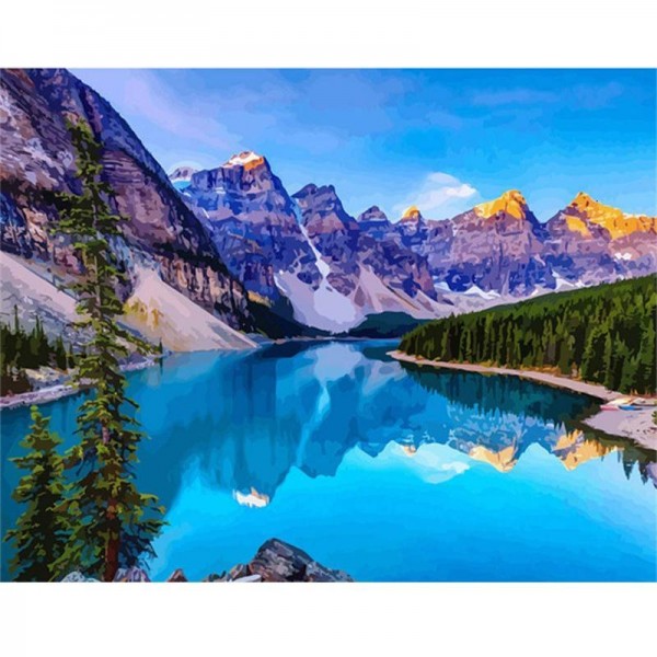 11ct Full cross stitch | Mountains and rivers（30x40cm） Painting By Numbers UK