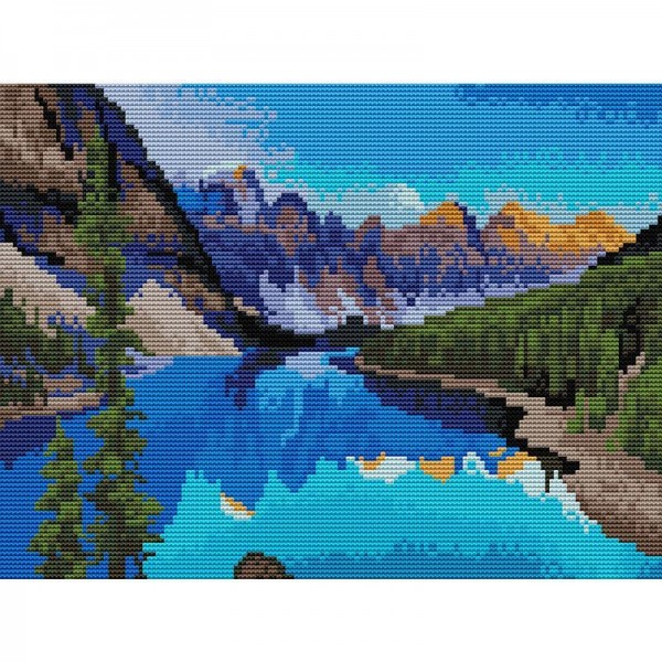 11ct Full cross stitch | Mountains and rivers（30x40cm） Painting By Numbers UK