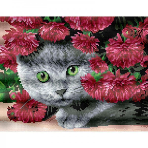 11ct Full cross stitch | Cat（30x40cm） Painting By Numbers UK