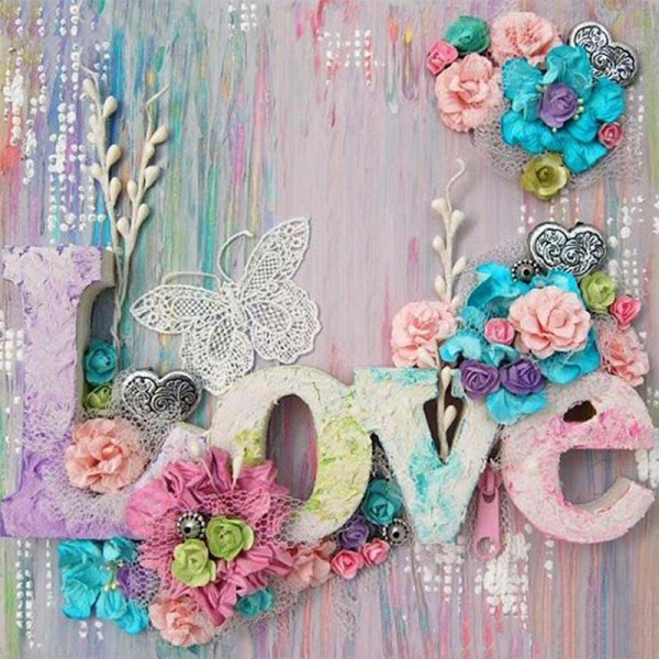 11ct Full cross stitch | Love（30x30cm） Painting By Numbers UK
