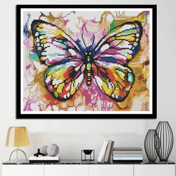 14ct Full cross stitch | Butterfly（30x40cm） Painting By Numbers UK