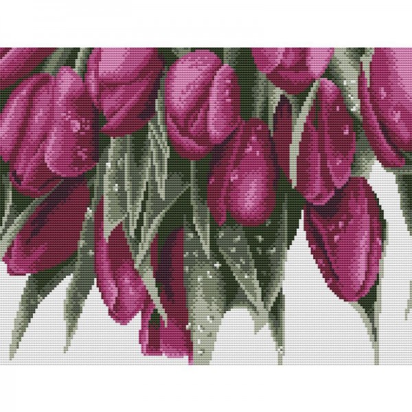 14ct Full cross stitch | Flower（45x35cm） Painting By Numbers UK