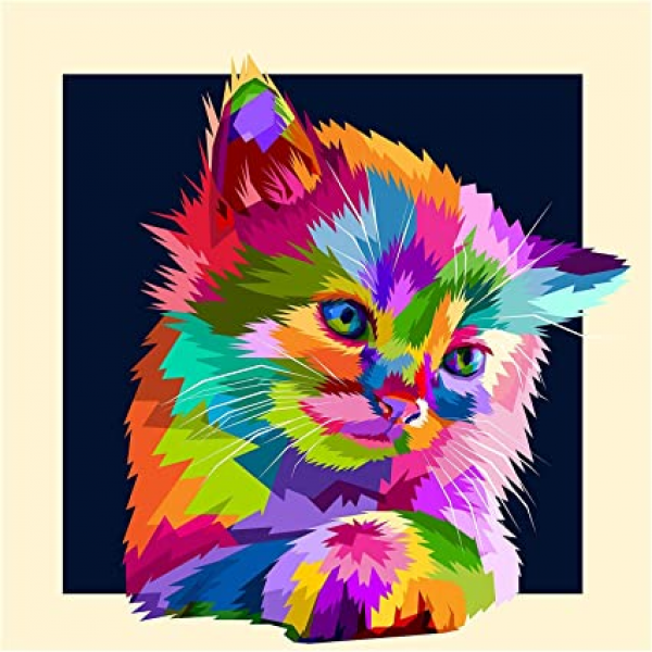 Colorful cat-- 40*40cm Painting By Numbers UK