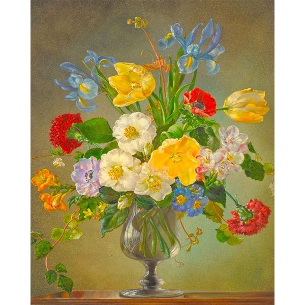 Colorful flowers in glass bottle Painting By Numbers UK