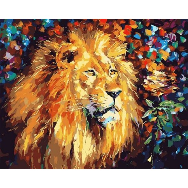 Lion on colorful background Painting By Numbers UK