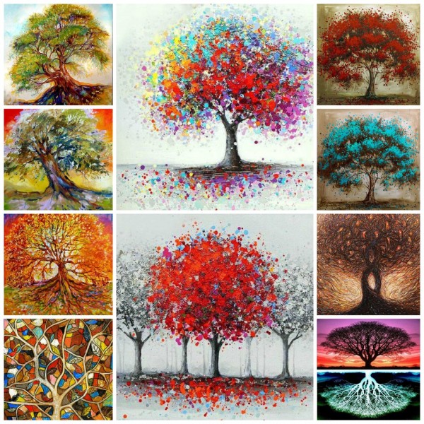 Colorful tree - Paint by Numbers - 40x40cm Painting By Numbers UK