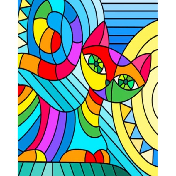 Colorful Cat (40X50cm) Painting By Numbers UK