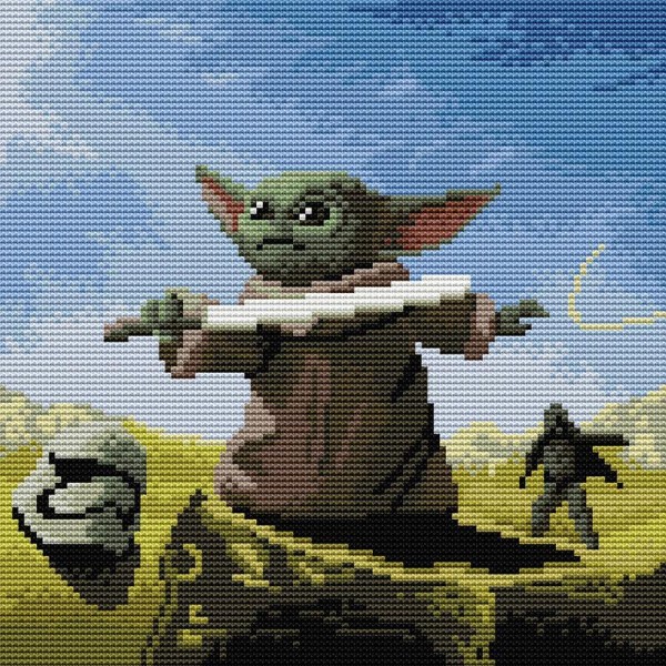 11ct Full cross stitch | Yoda（30x30cm） Painting By Numbers UK